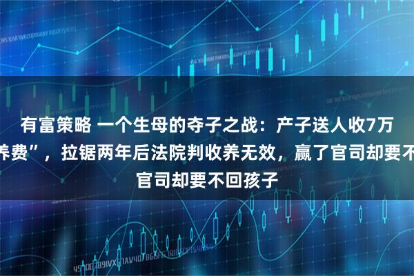 有富策略 一个生母的夺子之战：产子送人收7万元“营养费”，拉锯两年后法院判收养无效，赢了官司却要不回孩子